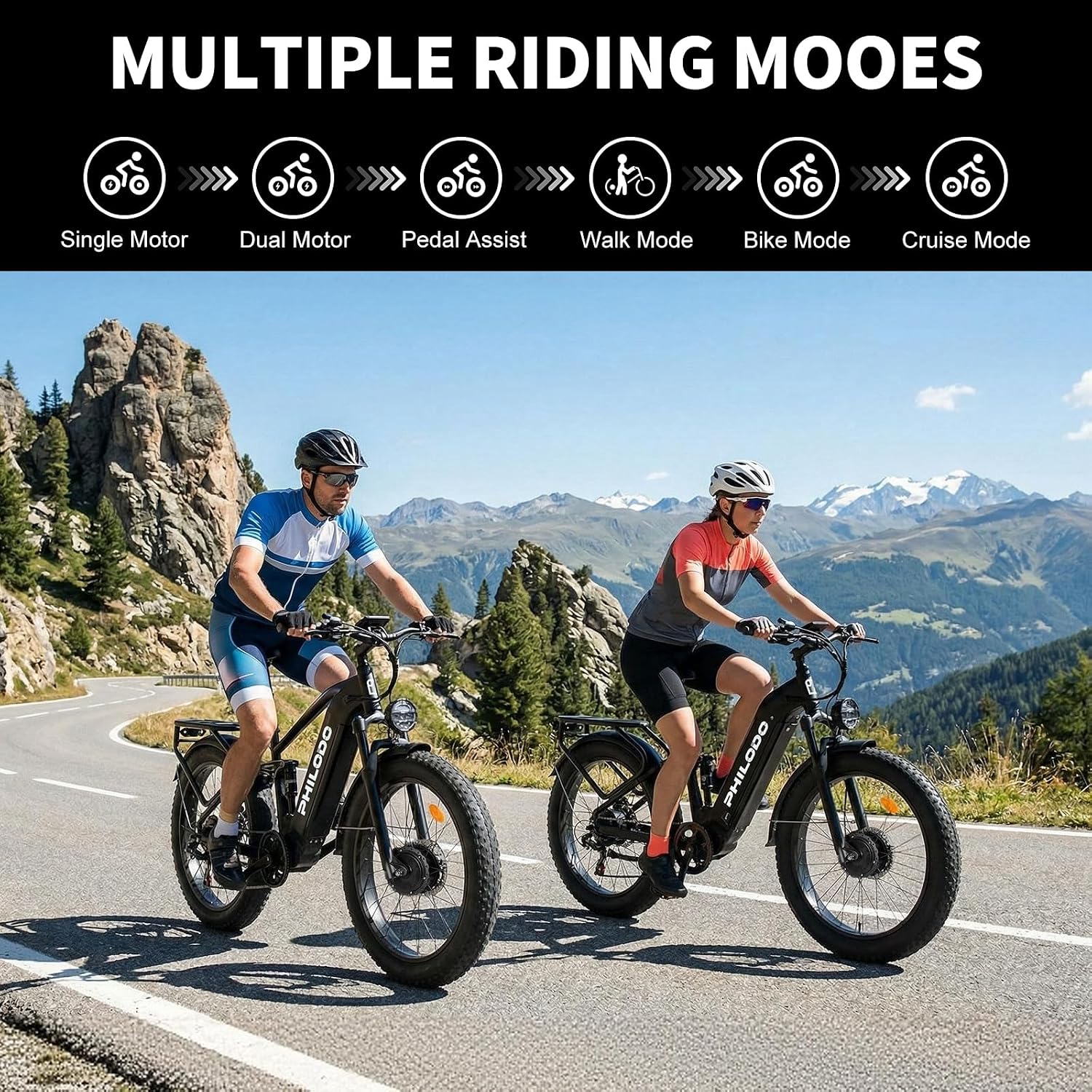 5000w Dual Motor E-Bike 60V Electric Bike for Adults,45 MiIe P-Hour Full Suspension Hydraulic Disc Brakes EBike,26/24x4 Fat Tires Mountain Bikes for All Terrain Snow/Sand