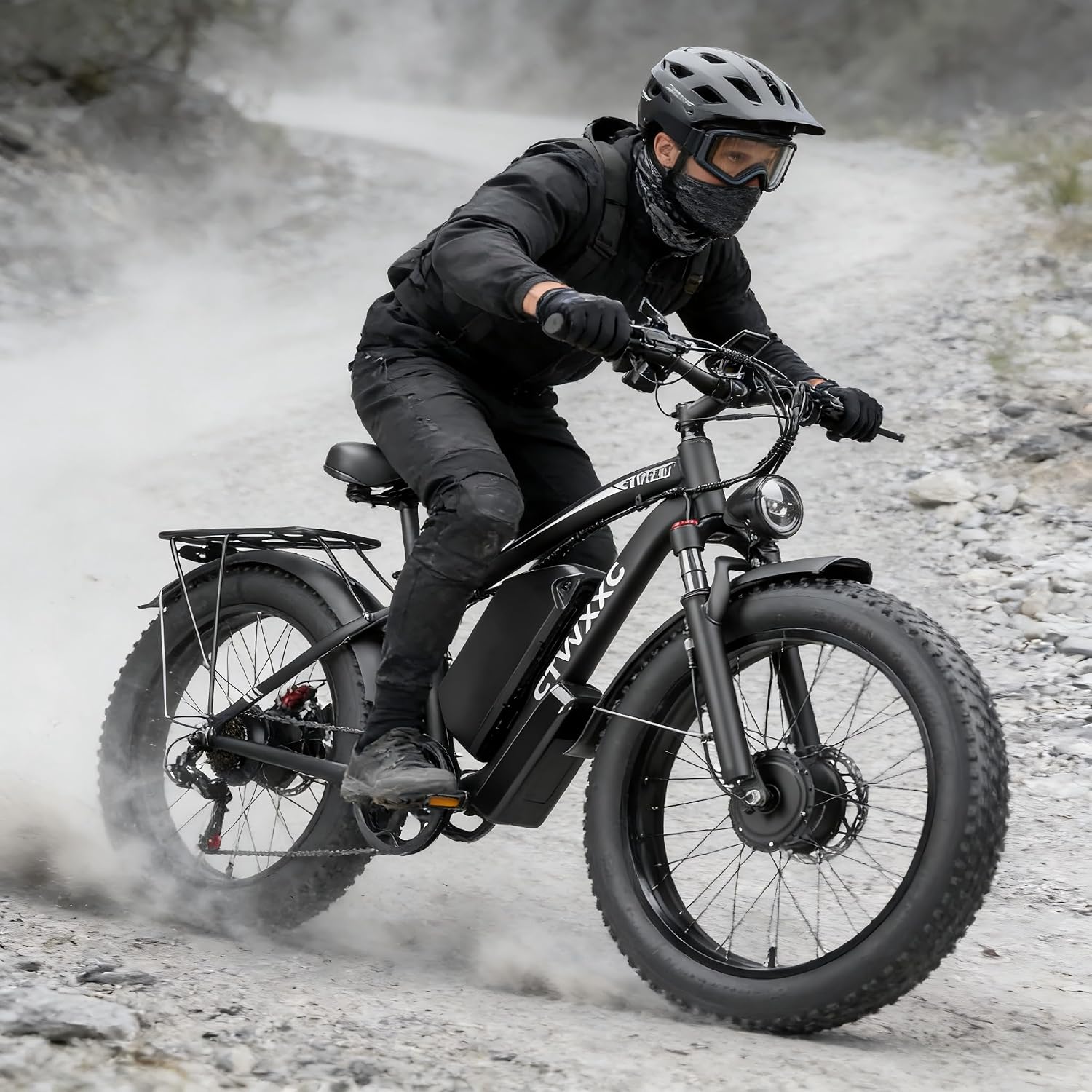 6000W Peak Dual Motor Ebike for Adults - 52V 34Ah Fast Electric Bike for Men Women 45 MPH,Up to 100 Miles,24' Fat Tire Lockable Suspension Electric Bicycle for Snow Off-Road Commuter Mountain E-Bike