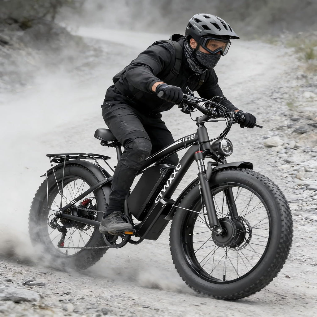 9000W Dual Motor Ebike for Adults Men 45MPH - Fast Electric Bike with 52V 34Ah Battery Up to 100 Miles,Lockable Suspension 24' Fat Tire Electric Bicycle for Off-Road Mountain Snow Commuter