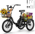 Skeri Electric Trike, Peak 1000W Electric Tricycle for Adults, 20' Folding 3-Wheel Electric Bike, Step-Thru E Trike with 624WH Removable Battery and Large Basket, Black