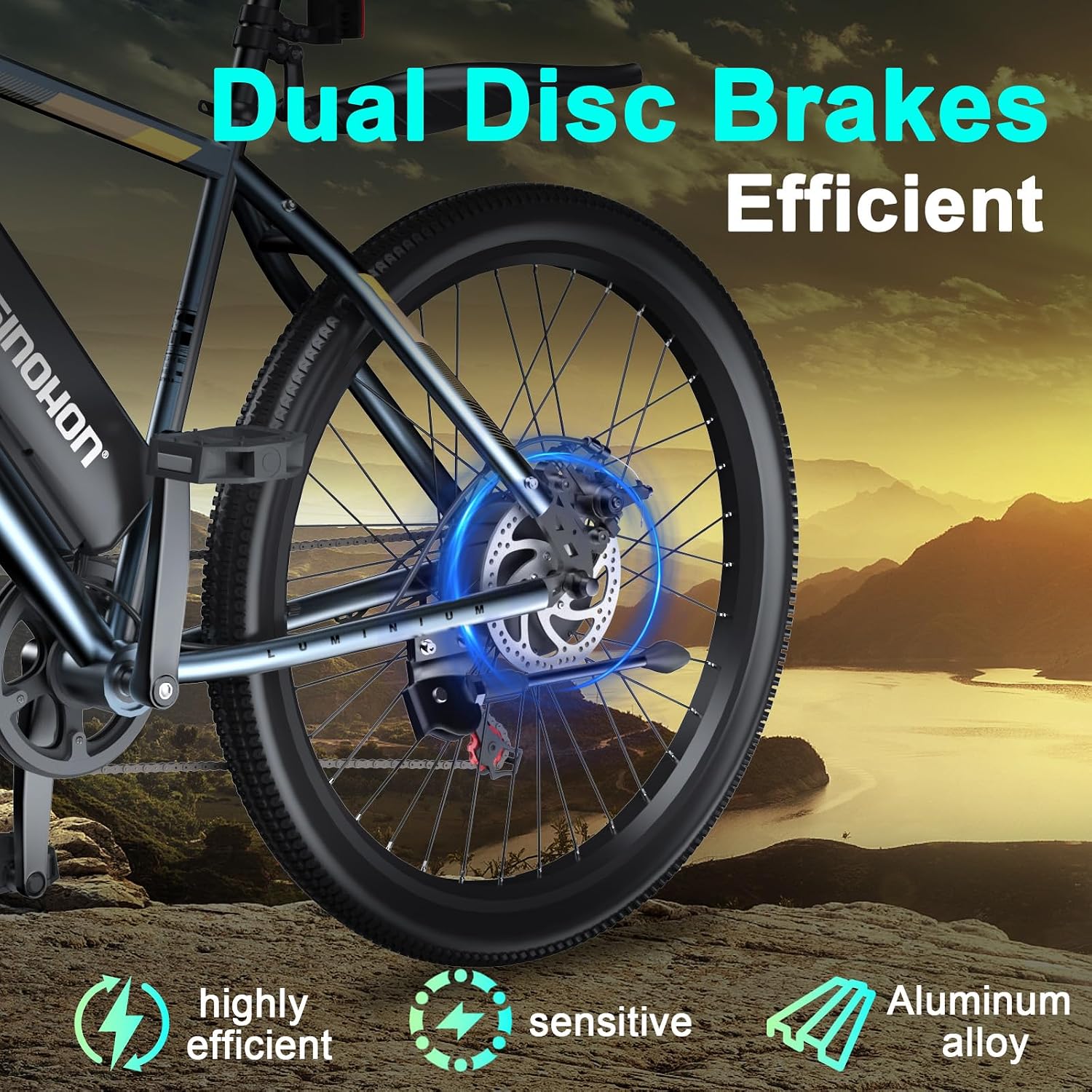 26' Electric Bike for Adults, E-Bike Commuter–500W Brushless Motor,375/749WH, 7-Speed, Front Suspension Fork, 20/28MPH Top Speed, 40+ Miles Long Range