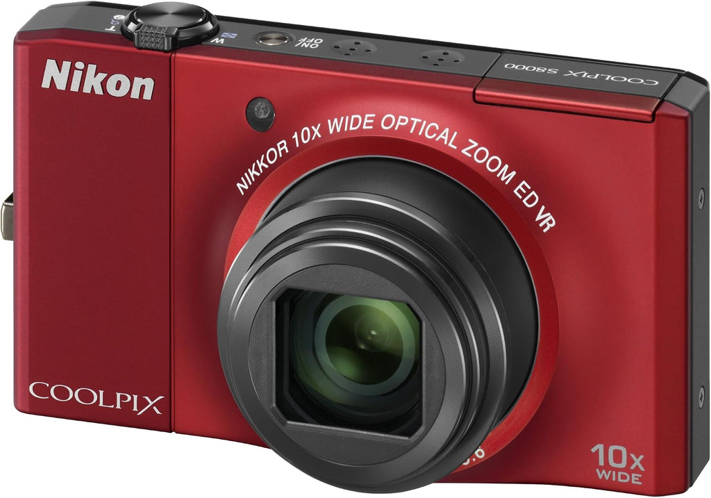 Nikon Coolpix S8000 14.2 MP Digital Camera with 10x Optical Vibration Reduction (VR) Zoom and 3.0-Inch LCD (Red)