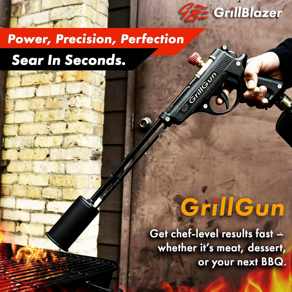 Grillblazer GrillGun Handheld Propane Charcoal Torch – 400,000+ BTU Flame Torch for Instant Charcoal Ignition, Outdoor Cooking, Firepits, Camping, BBQ – Portable High-Power Blowtorch With Stand