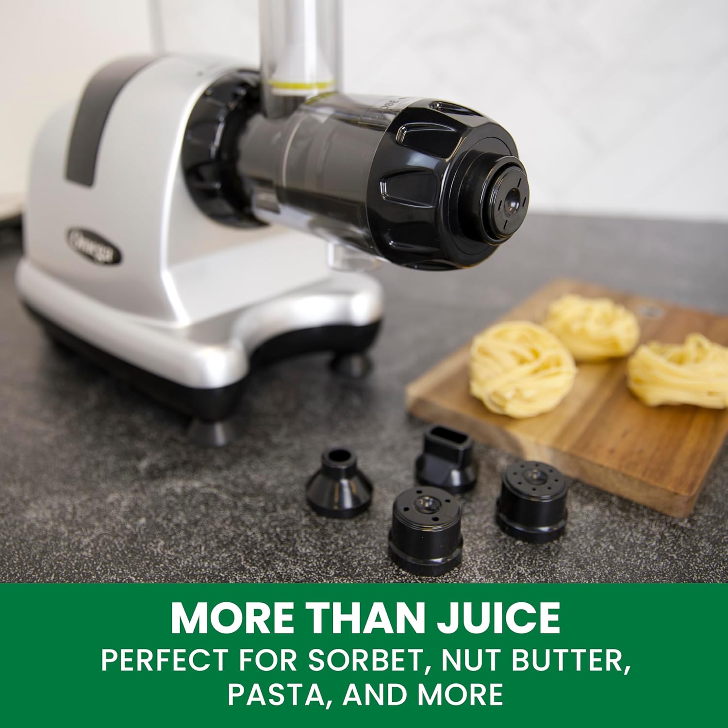 Omega Cold Press Juicer Machine, Vegetable and Fruit Juice Extractor and Nutrition System Makes Nut Milks Baby Food and Sorbets, Triple-Stage 80-RPM Slow Masticating Juicer, 200-Watts, Silver