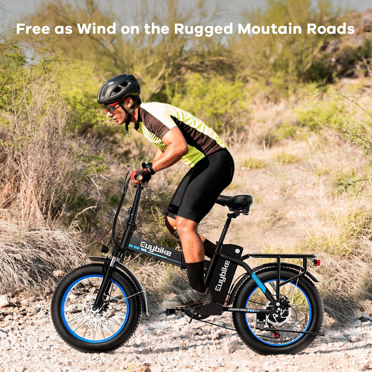 bluebiko 1000W Folding Electric Bike, 48V 20AH Large Removable Battery E Bike, 80 Miles Max Range, 20' Fat Tire Electric Bike for Adults, Adult Electric Bicycles for Commute Beach Snow