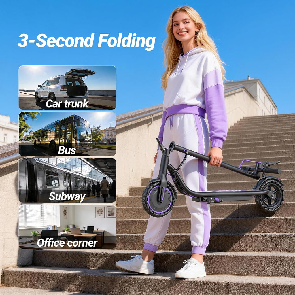 Electric Scooter, 350W-500W Motor, 19 MPH to 22MPH, 15-41 Miles Range, Dual Suspension, Dual Braking, App Control, Foldable Commuter E Scooter for Adults and Teens
