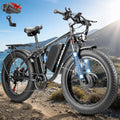 Dual Motor Ebike for Adults, Peak 9000W 52V 34AH Battery, 46MPH Fast Electric Bike for Adults, Up to 105Miles, Hydraulic Disc Brake, Full Suspension, 24' Electric Bicycle for Snow All Terrain