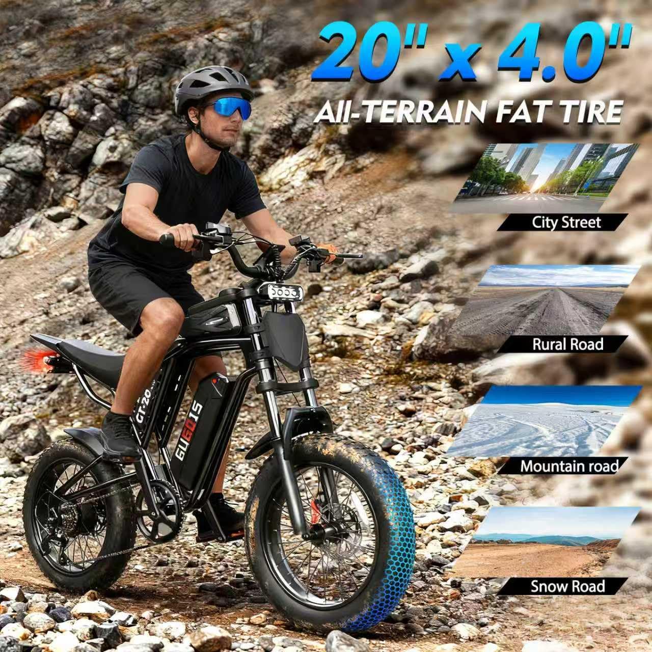 Electric Bike for Adults,1000/1500W, 30/35MPH, 48V 15.6/20AH Battery, Max 30-60 Miles Electric Dirt Bike, 20' Fat Tire Ebikes, UL2849&GCC Certified Electric Motorcycle for Mountains, Snow, Sand, Road