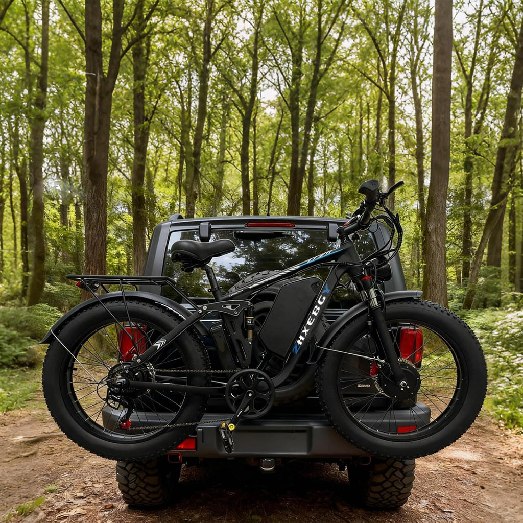 7000W Peak Dual-Motor-Ebike for Adults with 52V 34AH(1768Wh) Battery, 45MPH Fast E-Bike 100 Miles, 24' Fat Tire Electric Bike for Adults, Full Suspension Electric Bicycle Snow Off-Road (Black)
