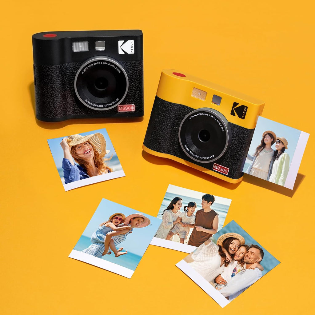 KODAK Mini Shot 3 ERA 4PASS 2-in-1 Instant Camera and Photo Printer (Black, Camera + Initial 8 Sheets + 60 Sheets)