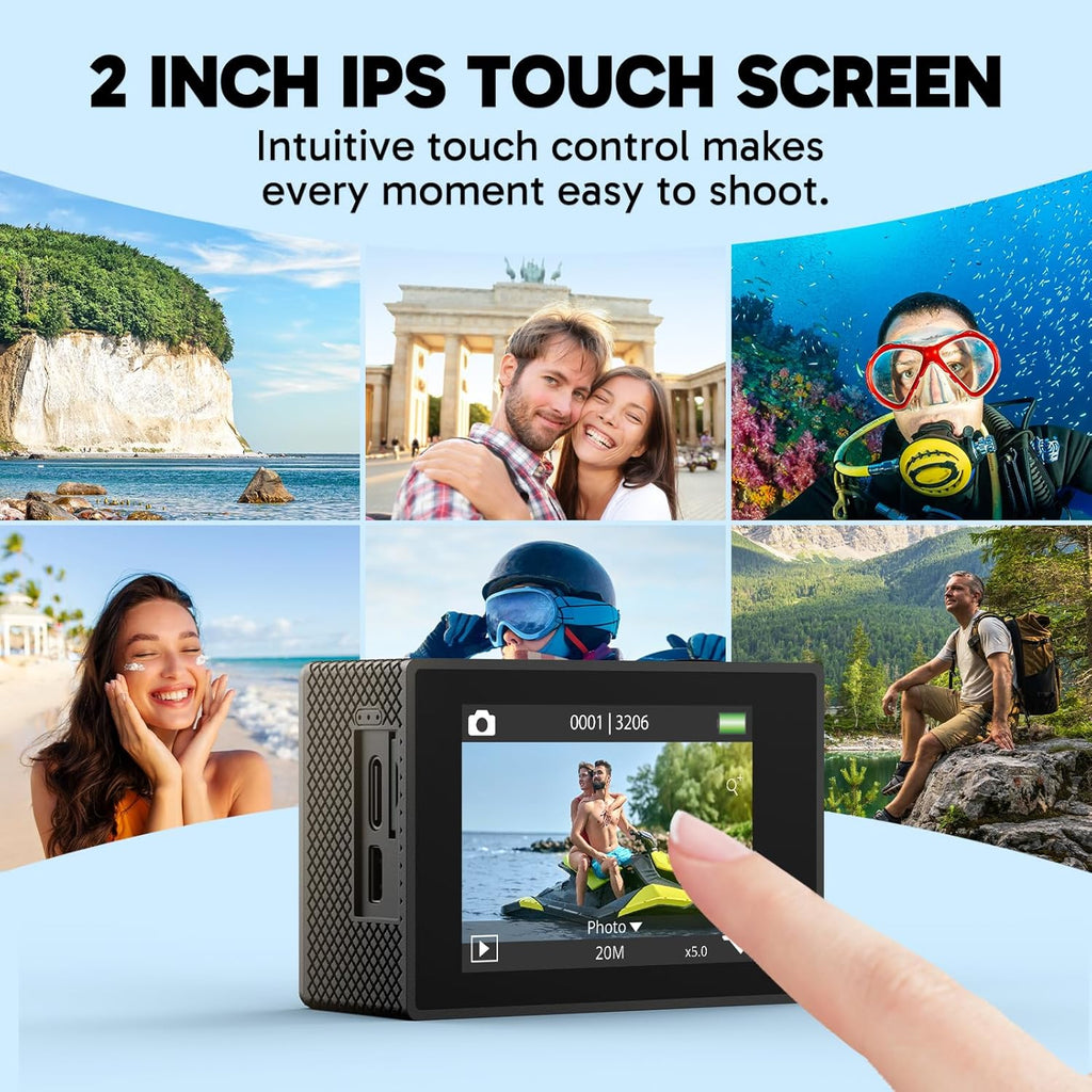 AKASO EK7000 Pro 4K30fps Action Camera with 256GB MicroSDXC U3 Card Accessories Kit Bundle, 20MP Ultra HD 131ft Waterproof Underwater Camera EIS WiFi Remote Control 5X Zoom Sport Cameras
