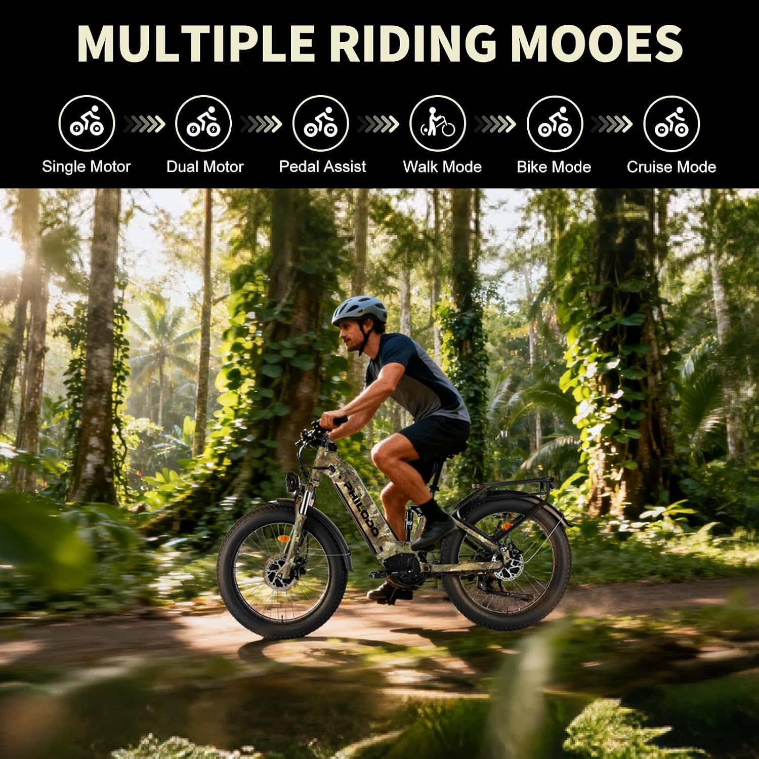 5000w Dual Motor Electric Bicycles, 60V Battery E-Bike with 45 MiIe P-Hour Electric Bike for Adults, 26 Fat Tire Hunting Ebike for All Terrain, Full Suspension Electric Ebike