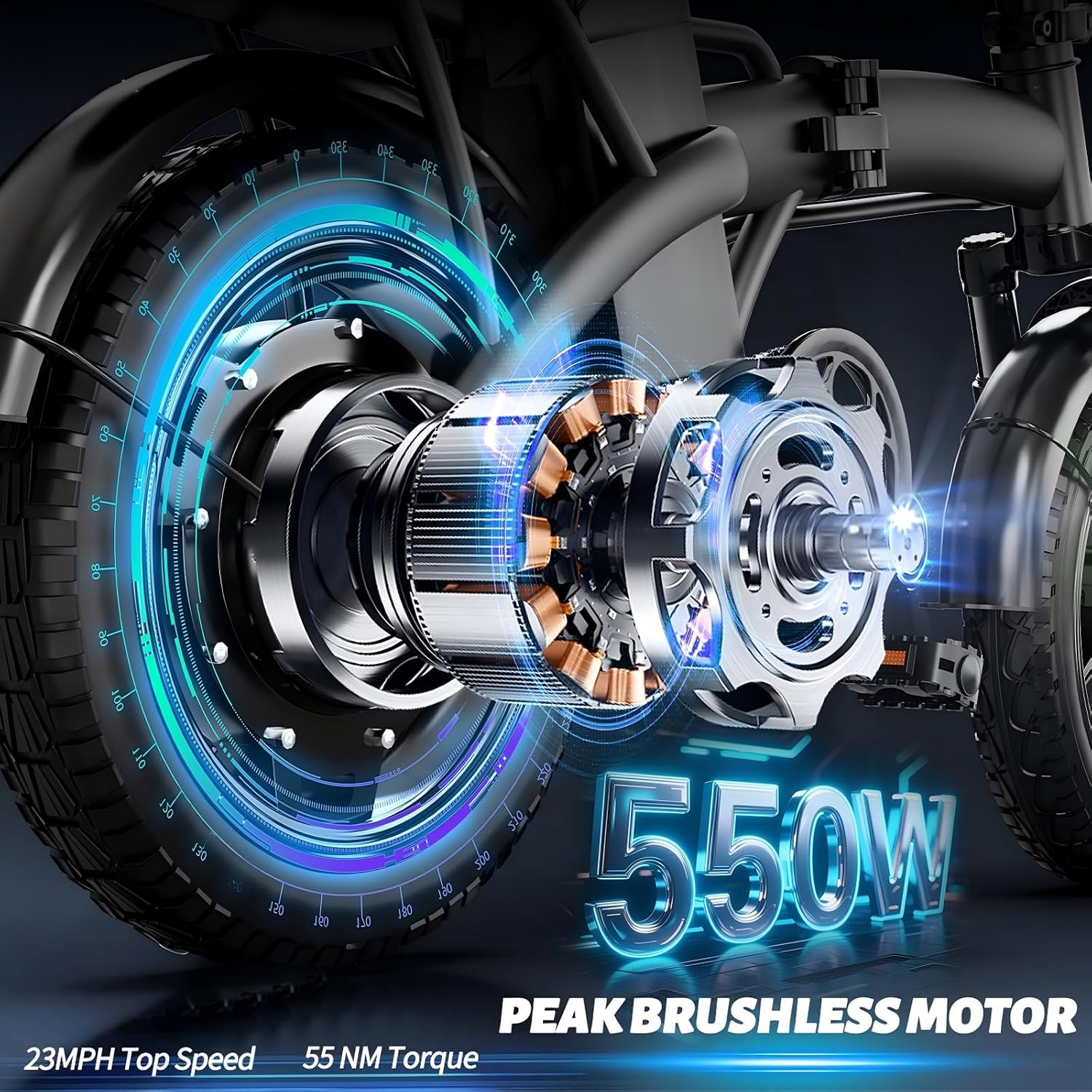Folding Electric Bike for Adults, 14' Ebike 500W Peak Motor, 23MPH | 35Miles PAS Range | 48V12Ah Removable Battery | Commuter Foldable Electric Bicycles | UL 2849 Certified | Pedal Assist