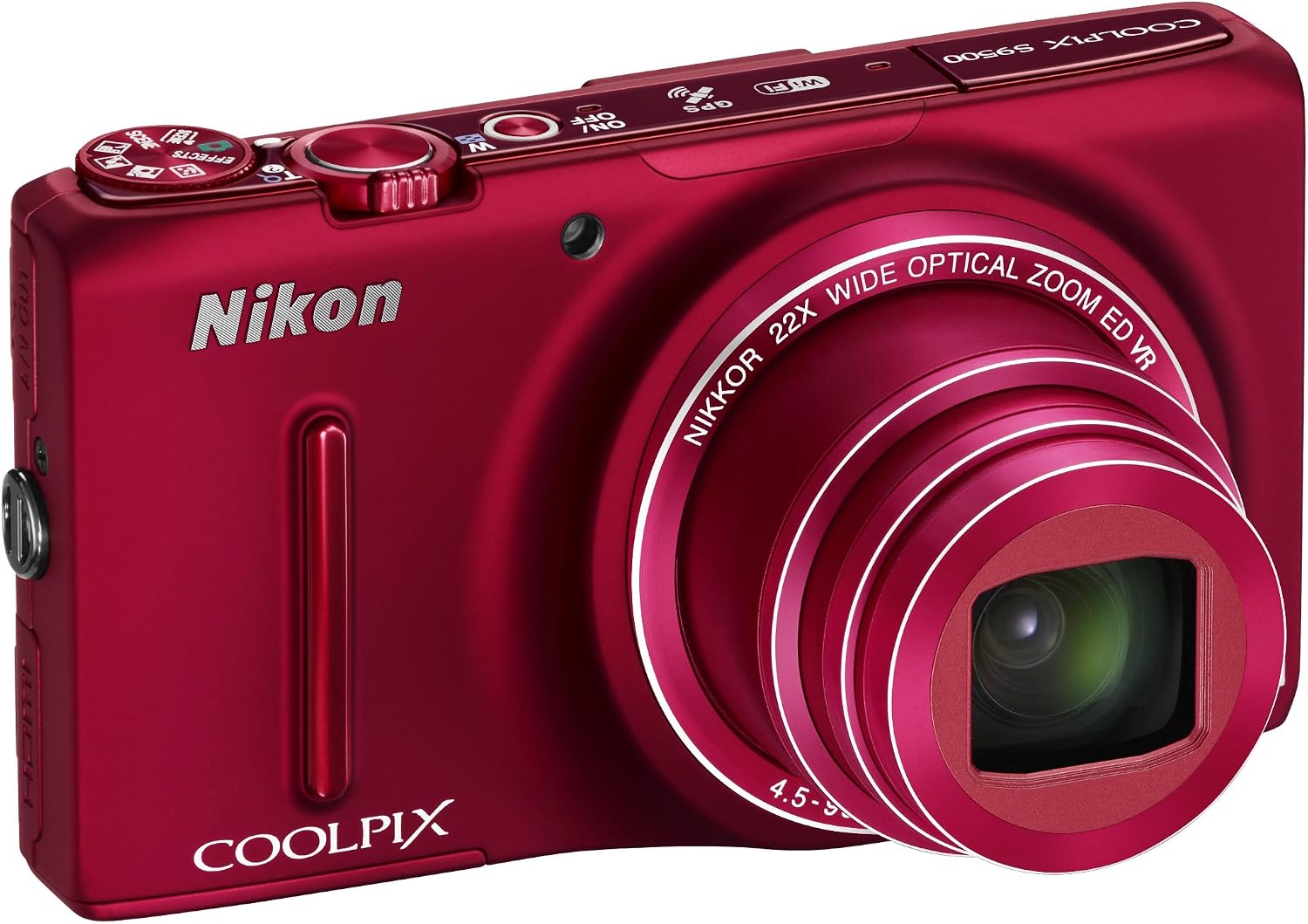 Nikon COOLPIX S9500 Wi-Fi Digital Camera with 22x Zoom and GPS (Red) (OLD MODEL)