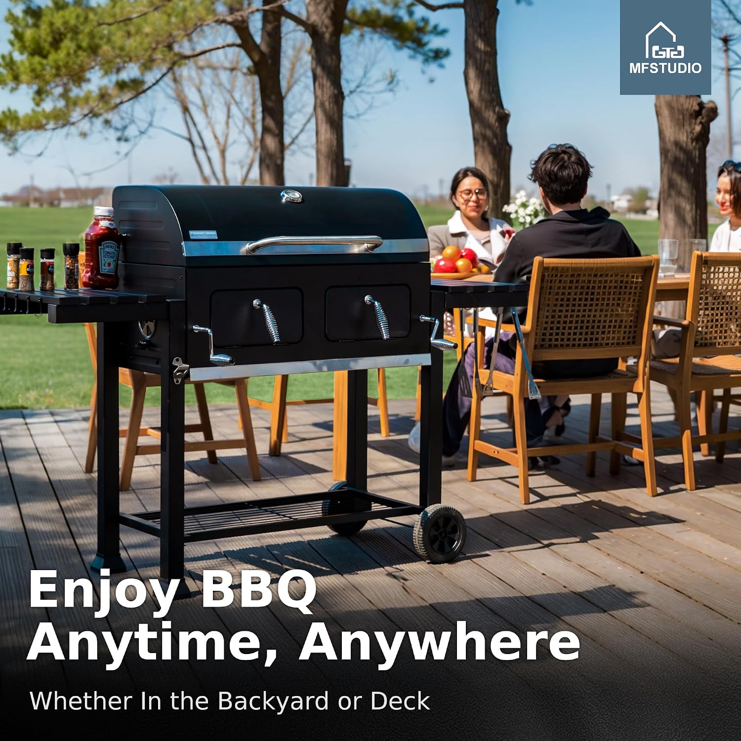 MFSTUDIO Extra Large BBQ Charcoal Grills with Adjustable Charcoal Trays, Barbecue Grill for Outdoor Cooking, 794 SQ.IN.