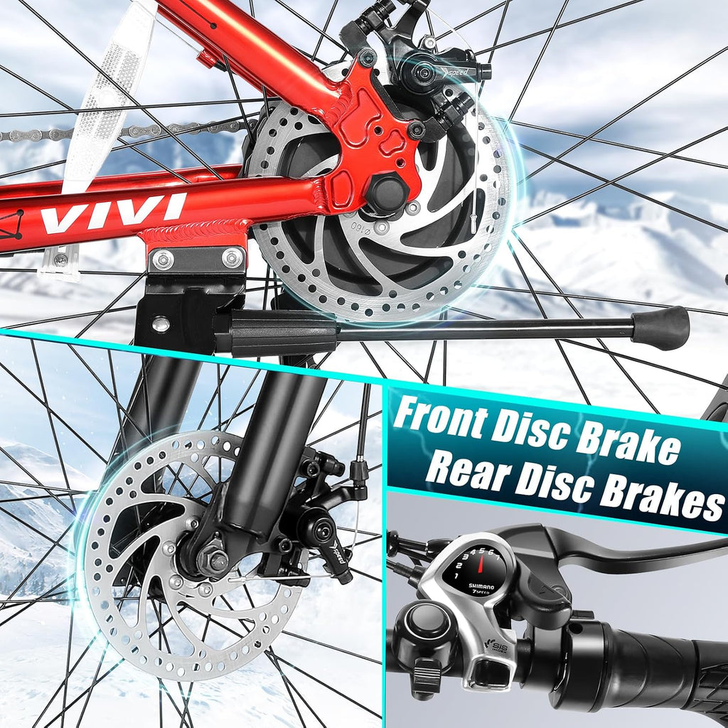 Vivi Electric Bike 26' x 4.0 Fat Tire Ebikes for Adults, Peak 750W Electric Mountain Bike, 20MPH Electric Bicycle with 48V 13AH Removable Lithium-Ion Battery, Up to 60 Miles, SGS Certified to UL2849