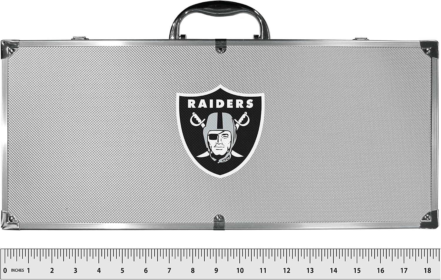 NFL Siskiyou Sports Fan Shop Las Vegas Raiders Steel Tailgater BBQ Set w/Case 8 piece Gray