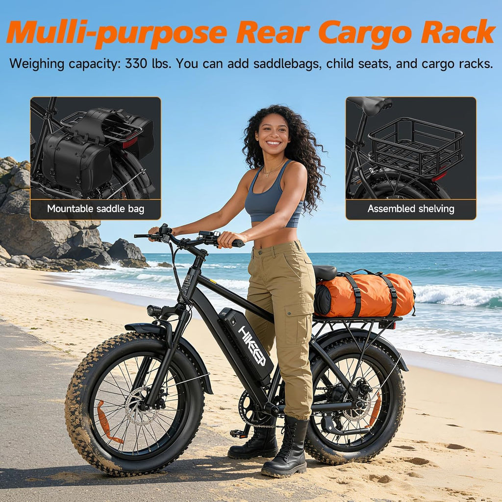 Electric Bike for Adults - 26' Ebike, 48V/7.8AH/15.6AH/25Ah Battery, 20-40MPH, Full Suspension, LCD Display, Adjustable Seat & Heavy-Duty 330lbs E-Bike