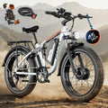 6000W Max Speed 45MPH Dual Motor Electric Bike for Adults,60V 1200Wh Removable Battery with 24' Fat Tire Up to 100 Miles Range with Full Suspension All Terrain Ebike for Men Women PU364