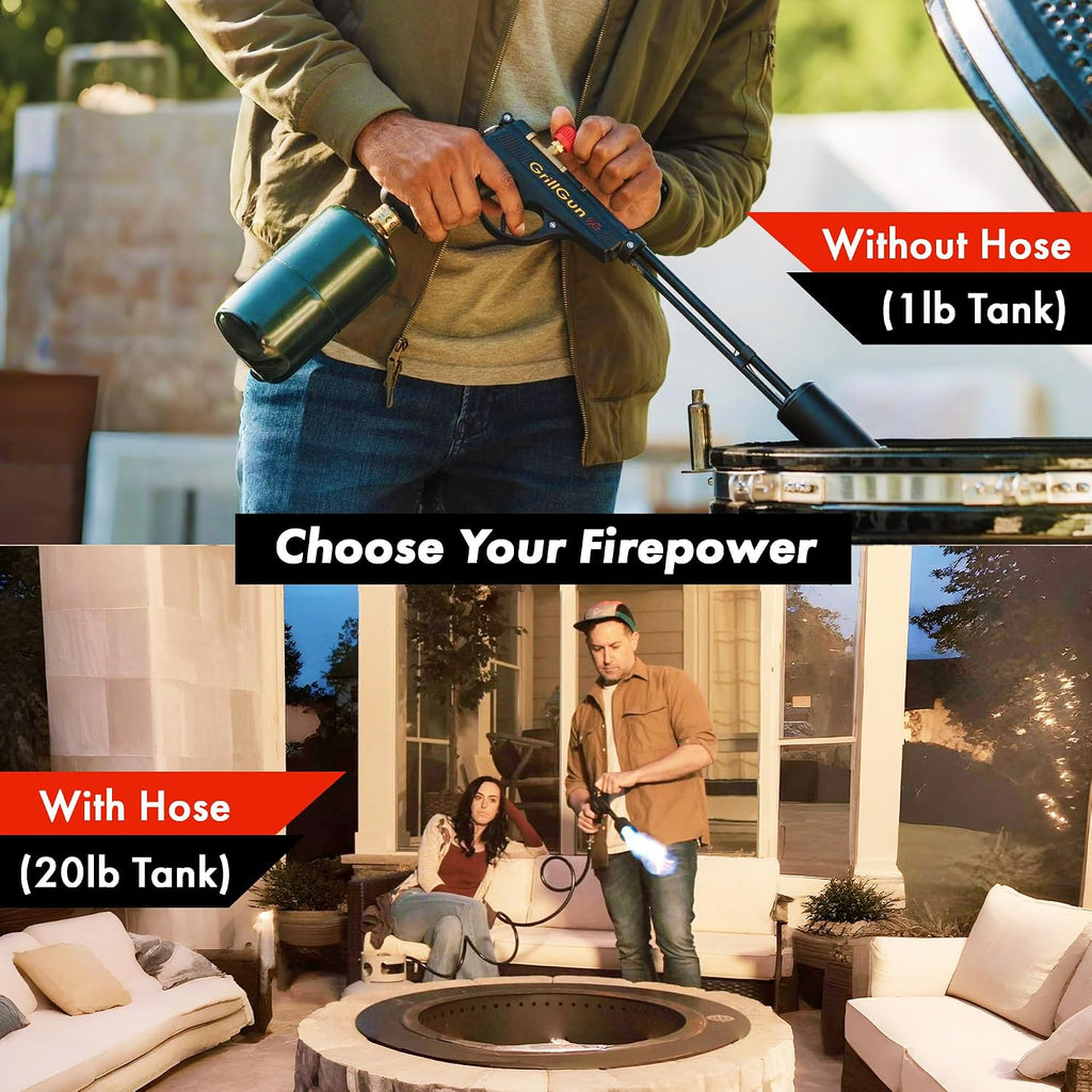 Grillblazer GrillGun Handheld Propane Charcoal Torch – 400,000+ BTU Flame Torch for Instant Charcoal Ignition, Outdoor Cooking, Firepits, Camping, BBQ – Portable High-Power Blowtorch With Hose