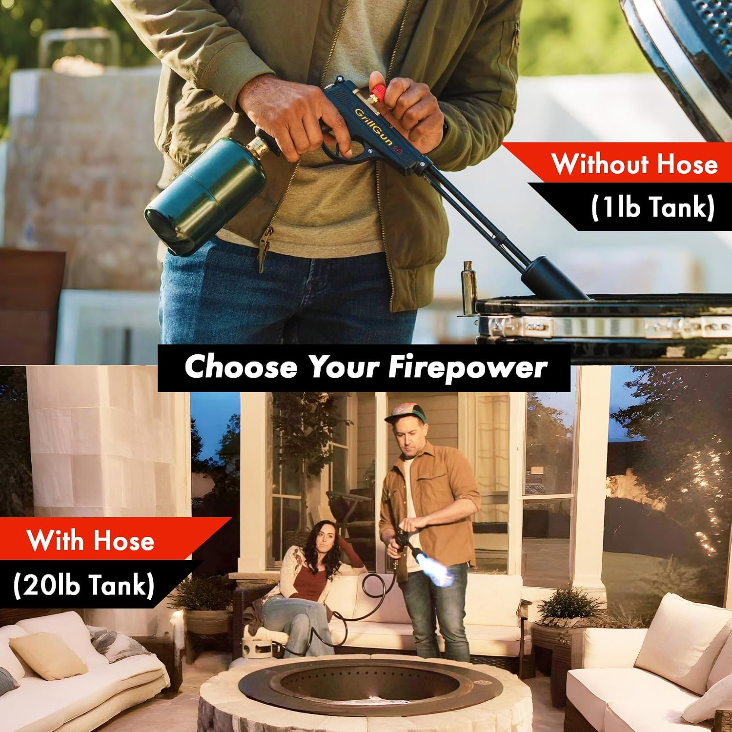 Grillblazer GrillGun Handheld Propane Charcoal Torch – 400,000+ BTU Flame Torch for Instant Charcoal Ignition, Outdoor Cooking, Firepits, Camping, BBQ – Portable High-Power Blowtorch With Hose