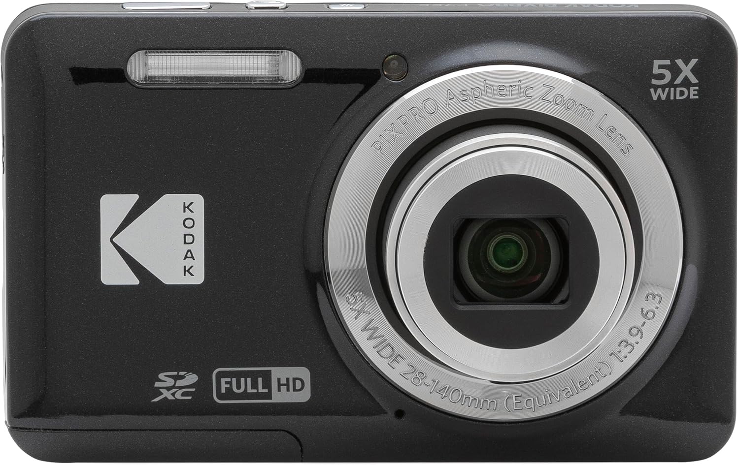 Kodak PIXPRO FZ55 Black 16MP Digital Camera 5X Optical Zoom 28mm Wide Angle 1080P Full HD Video 2.7' LCD Camera + 64GB Card and Reader + Case + Memory Wallet + Tripod + Cleaning Bundle
