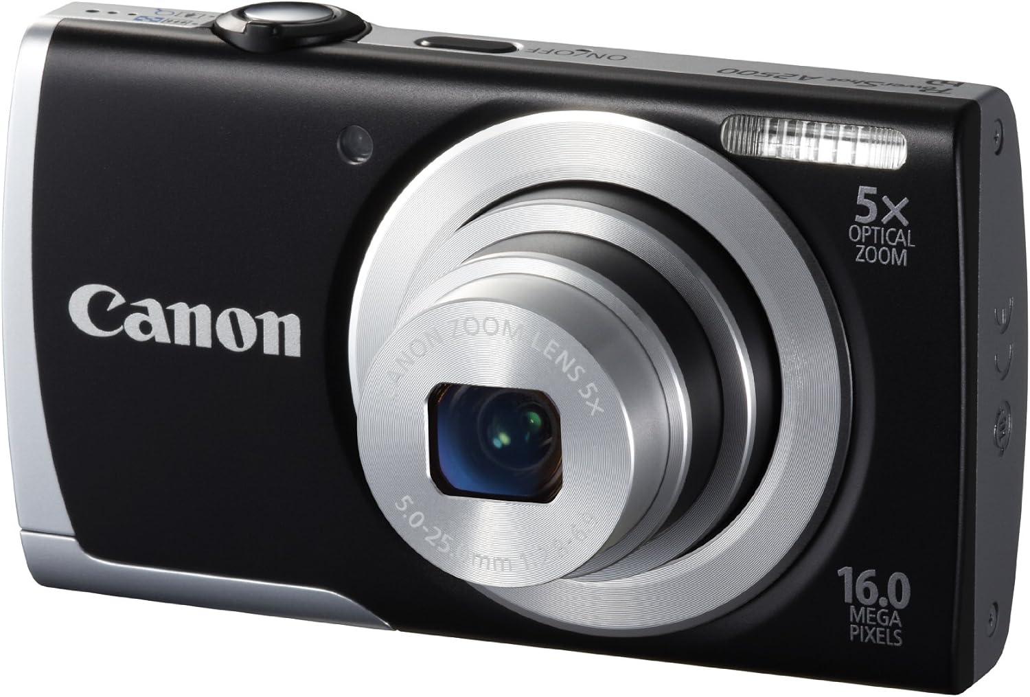 Canon PowerShot A2500 16MP Digital Camera with 5X Optical Image Stabilized Zoom with 2.7-Inch LCD (Black) (Renewed)