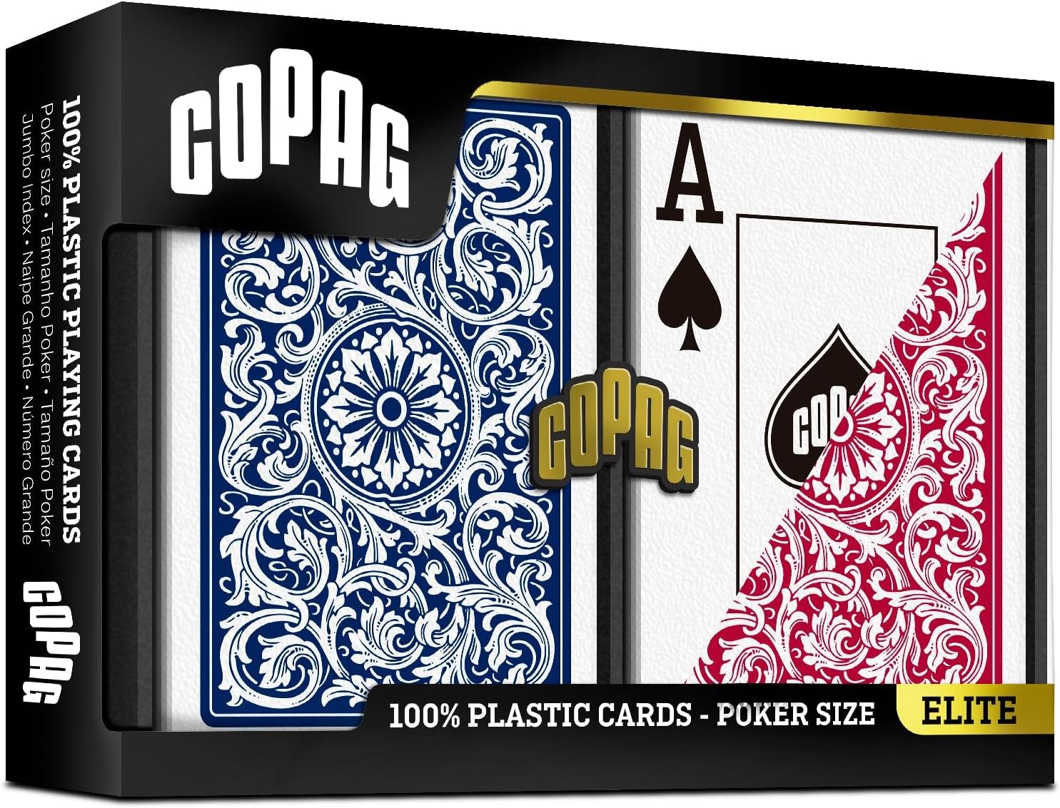 Copag 1546 Design 100% Plastic Playing Cards, Poker Size (Standard) Red/Blue (Jumbo Index, 6 Sets)