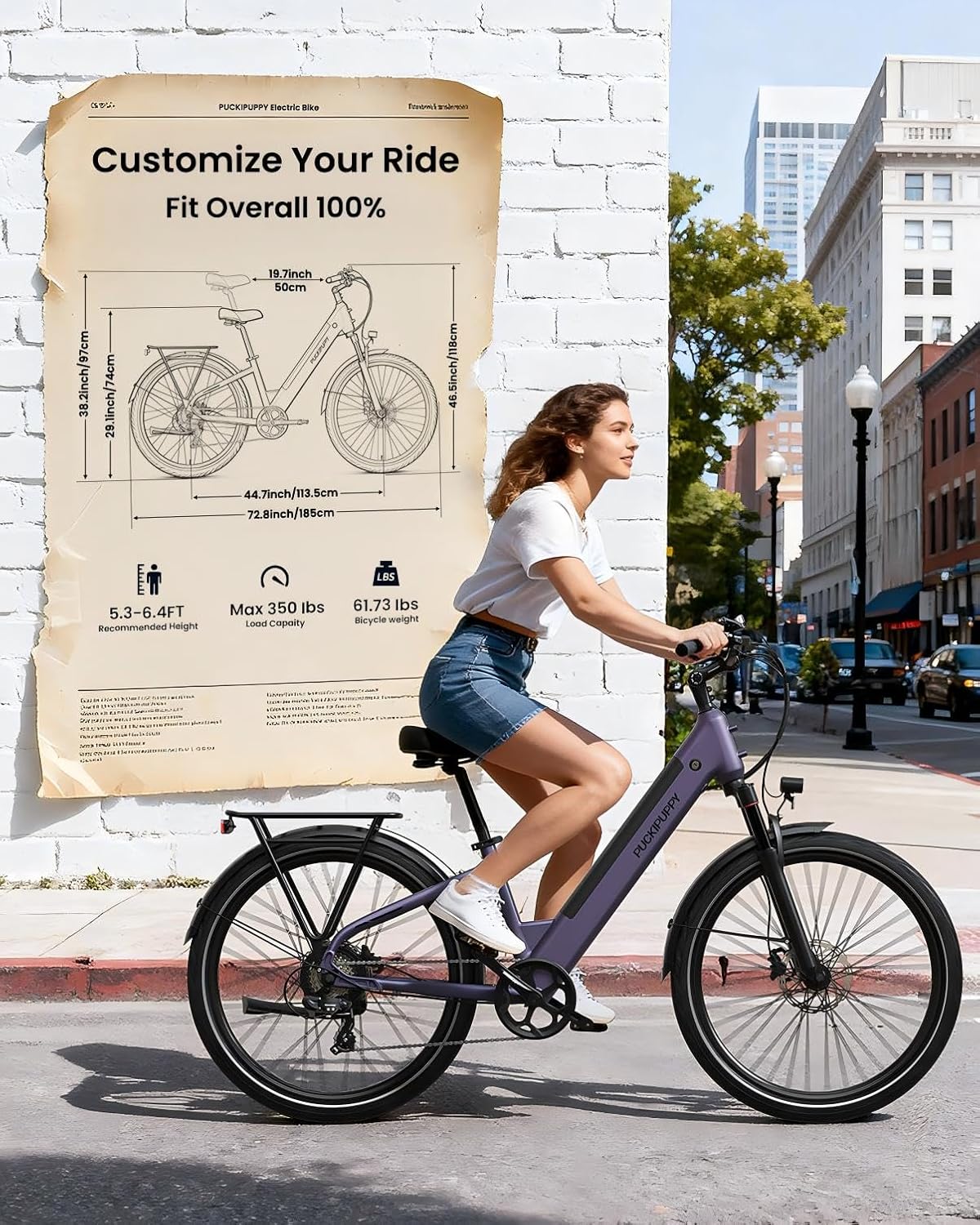 PUCKIPUPPY Electric Bike for Adults 960W, 28MPH 75Miles Commuting Electric Mountain Bike, 48V15AH Removable Battery Adult Electric Bicycles 7-Speed, Poodle Ebike