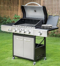 MFSTUDIO 4-Burner Propane Gas Grill, Stainless Steel BBQ Grill with Side Burner and Porcelain-Enameled Cast Iron Grates, High Heat Output Gas BBQ Grills for Barbeque and Outdoor Cooking