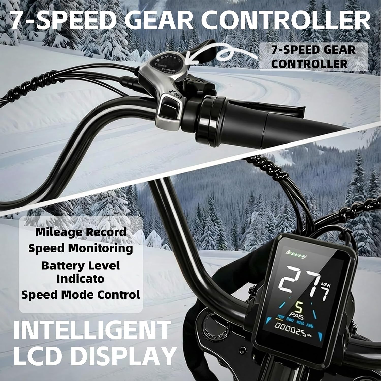 Likebike Electric Bike for Adults 1500W/2000W/3000W Peak,32/36/47MPH 20' Fat Tire Ebike, 48V 20AH/23AH/33Ah Removable Battery 7-Speed Full Suspension Mountain Bike Off Road Hydraulic Disc Brake