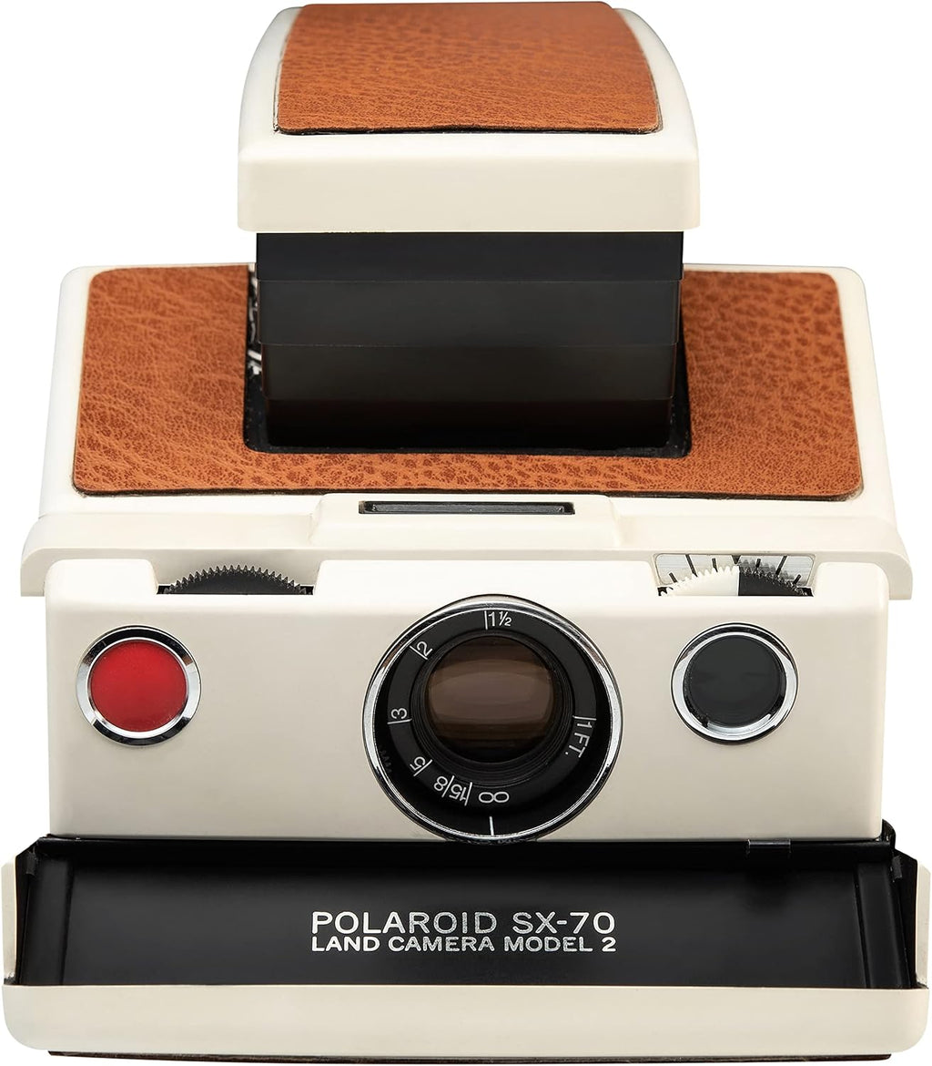 Polaroid SX-70 Land Camera Model 2 – Vintage Instant Film Camera (White Body, Brown Leather) | Manual Focus, Foldable Design, Works with SX-70 Film (Renewed)