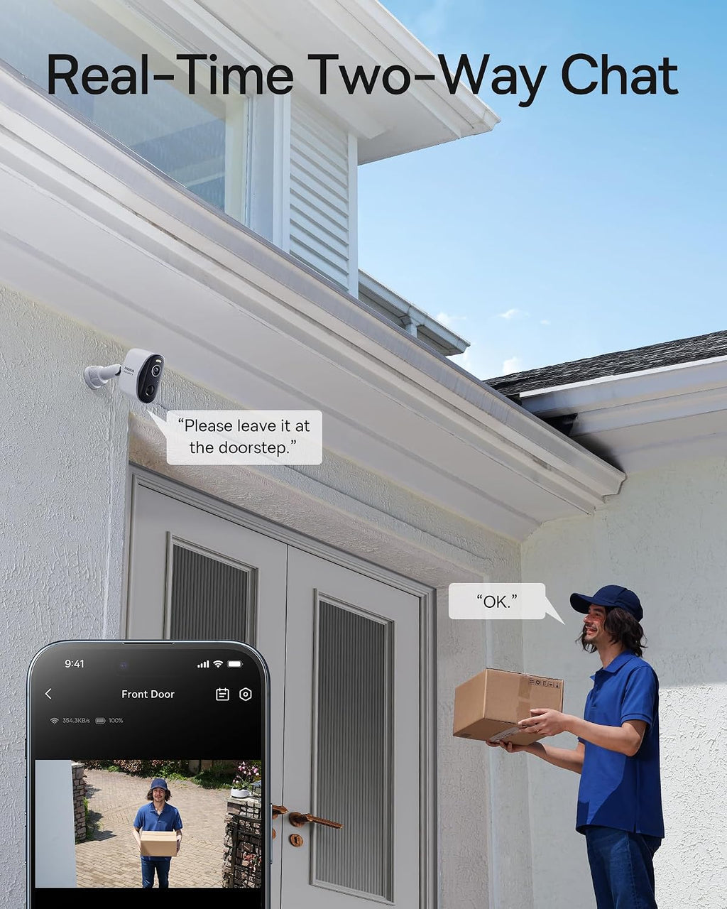 Baseus Wireless Cameras for Home Security, N1 4-Cam Kit with 2K Clarity, No Monthly Fee, 16TB Expandable Local Storage, 210-Day Battery Life, Spotlight & Alarm, Compatible with Alexa and Google Home