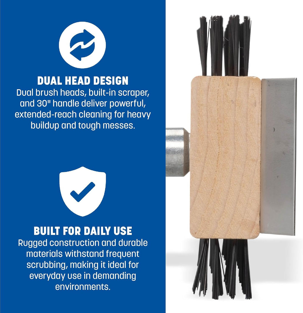 SPARTA 4002600 Stainless Steel Grill Brush, Grill Scraper With Long Handle For Commercial Cleaning, Kitchens, Restaurants, Bathrooms, 30 Inches, Brown, (Pack of 6)
