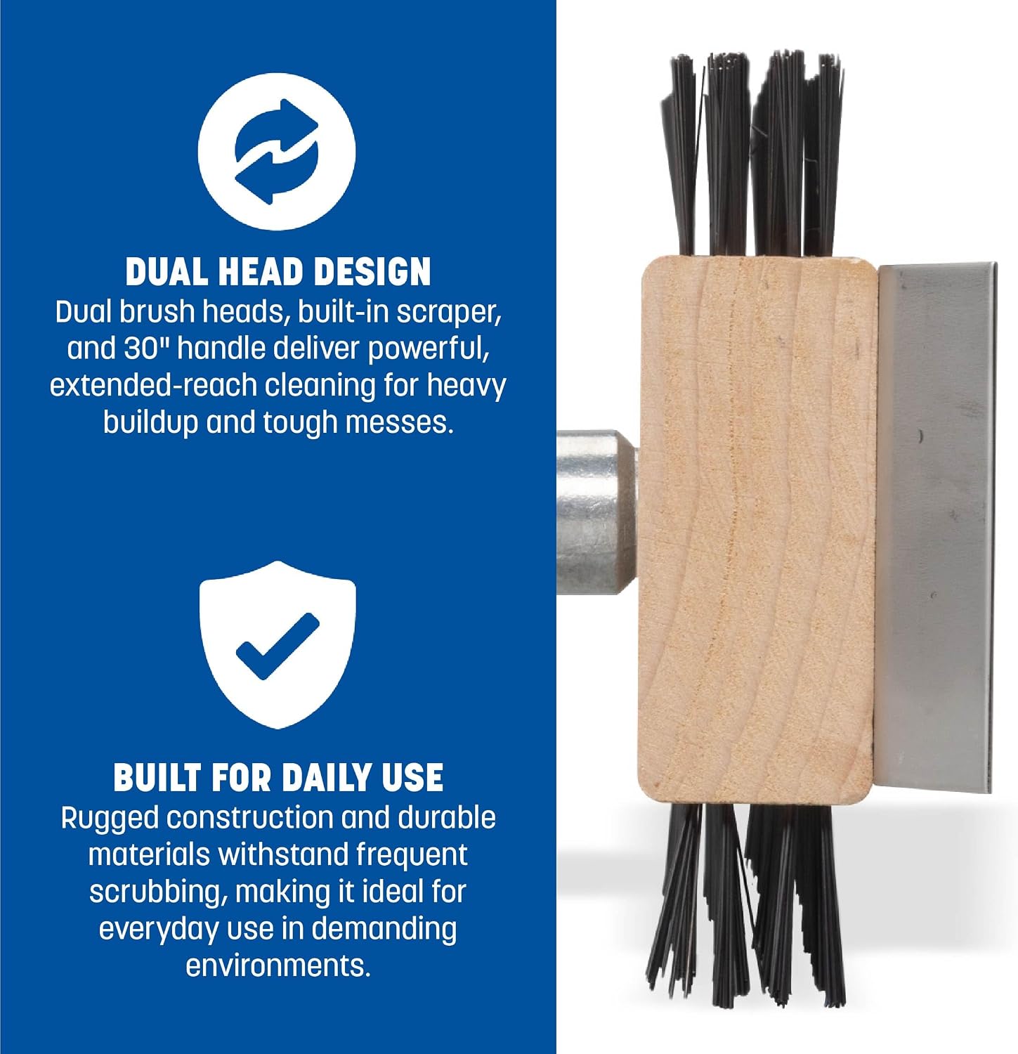 SPARTA 4002600 Stainless Steel Grill Brush, Grill Scraper With Long Handle For Commercial Cleaning, Kitchens, Restaurants, Bathrooms, 30 Inches, Brown, (Pack of 6)