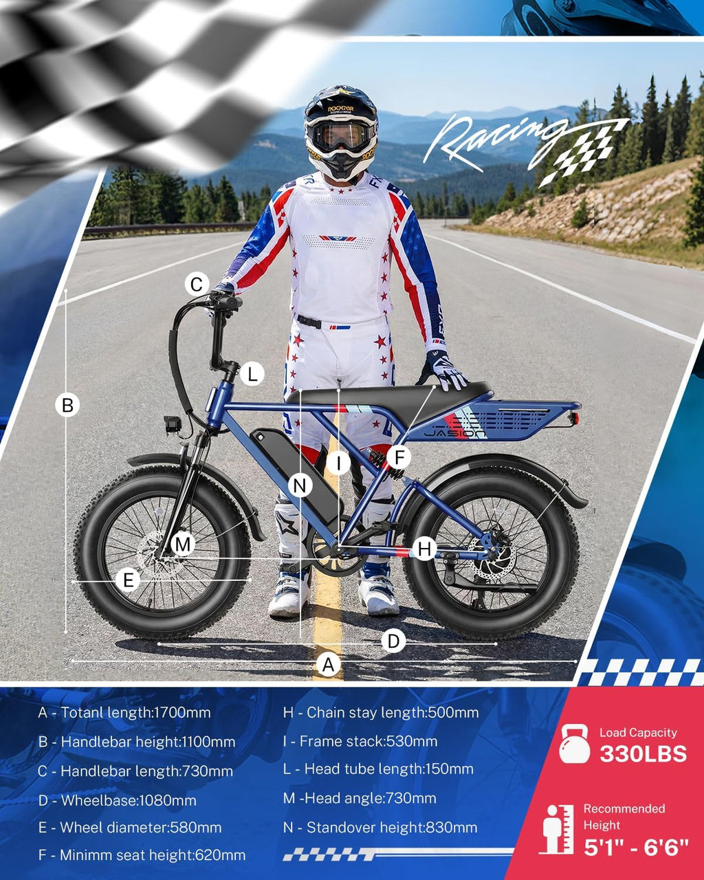 Jasion RetroVolt&Pro Electric Bike for Adults, 2000W/3000W Peak - 30/38MPH Electric Dirt Bike, 48V-52V, 13AH/20AH Battery, 70/90Miles Max Range Electric Motorcycle, 20'' X 4'' Fat Tire All-Terrain