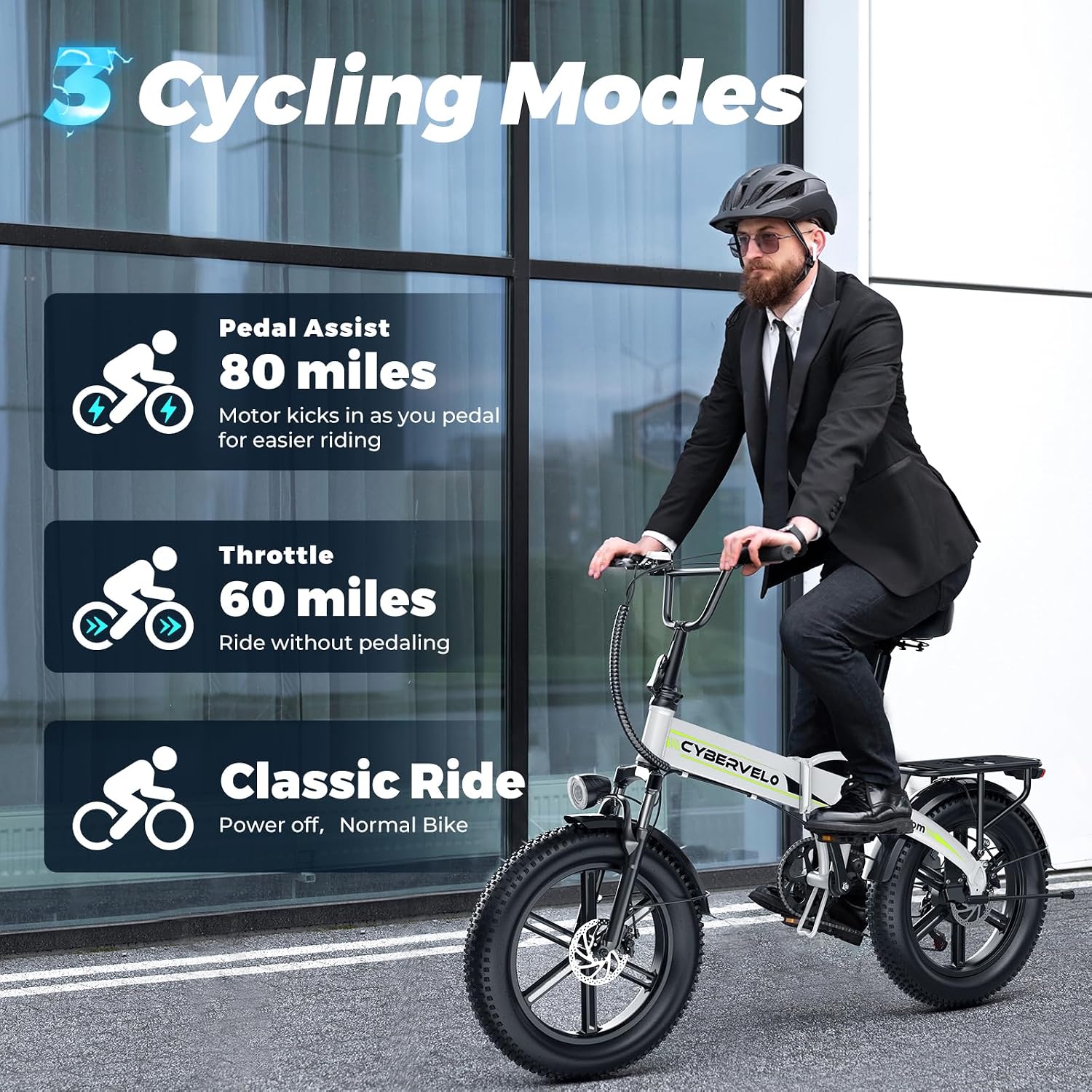 DriftGod Folding Electric Bike, 48V 20.8AH Large Removable Battery E Bike - 20'x3' Fat Tire - 80 Miles Max Range Ebike for Adults,Electric Bicycles for Commuter