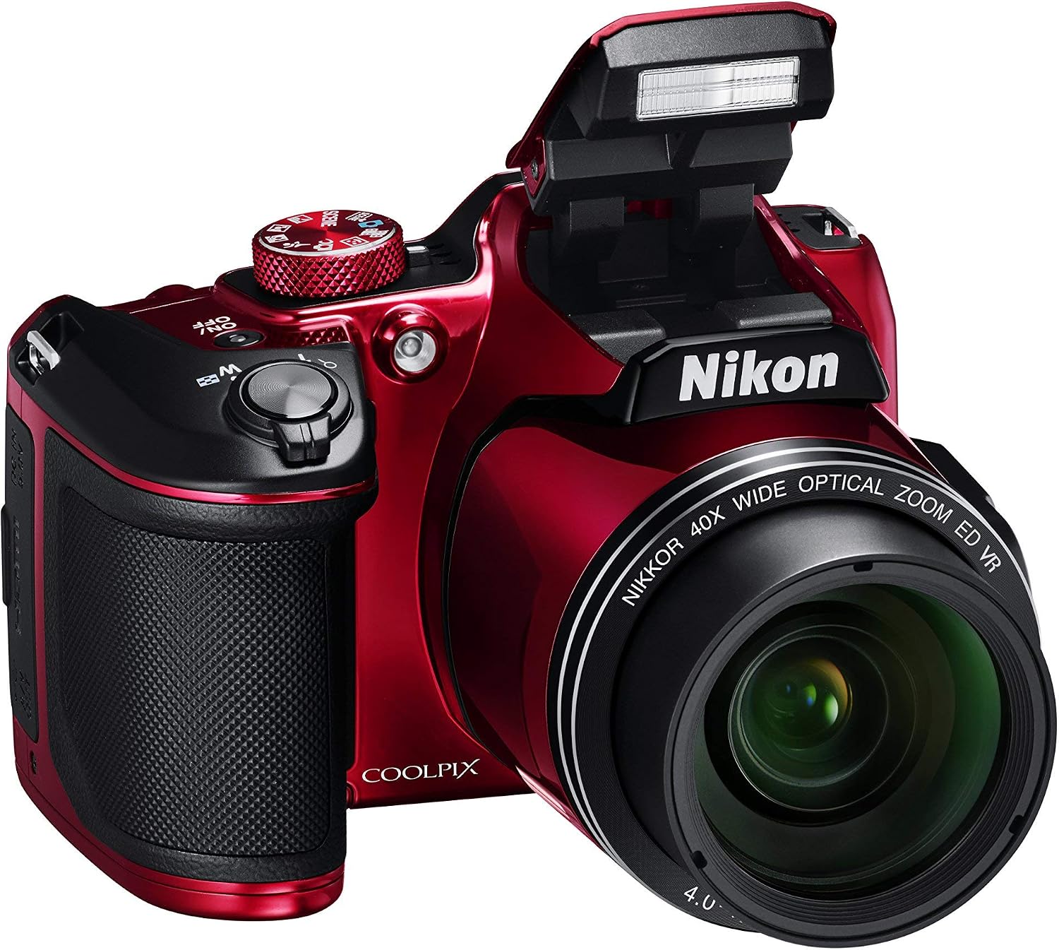 Nikon COOLPIX B500 16MP Digital Camera with 3 Inch TFT LCD Screen Nikkor Lens With 40x optical zoom wifi, Red (Renewed)