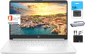 HP New 14' HD Light Thin Laptop Student Business, Quad-Core Intel N4120, 8GB RAM, 192GB (64GB eMMC+ 128GB Card), Webcam, Wi-Fi, Long Battery, Windows 11S + 1 Year Office 365, White+MarxsolAccessory