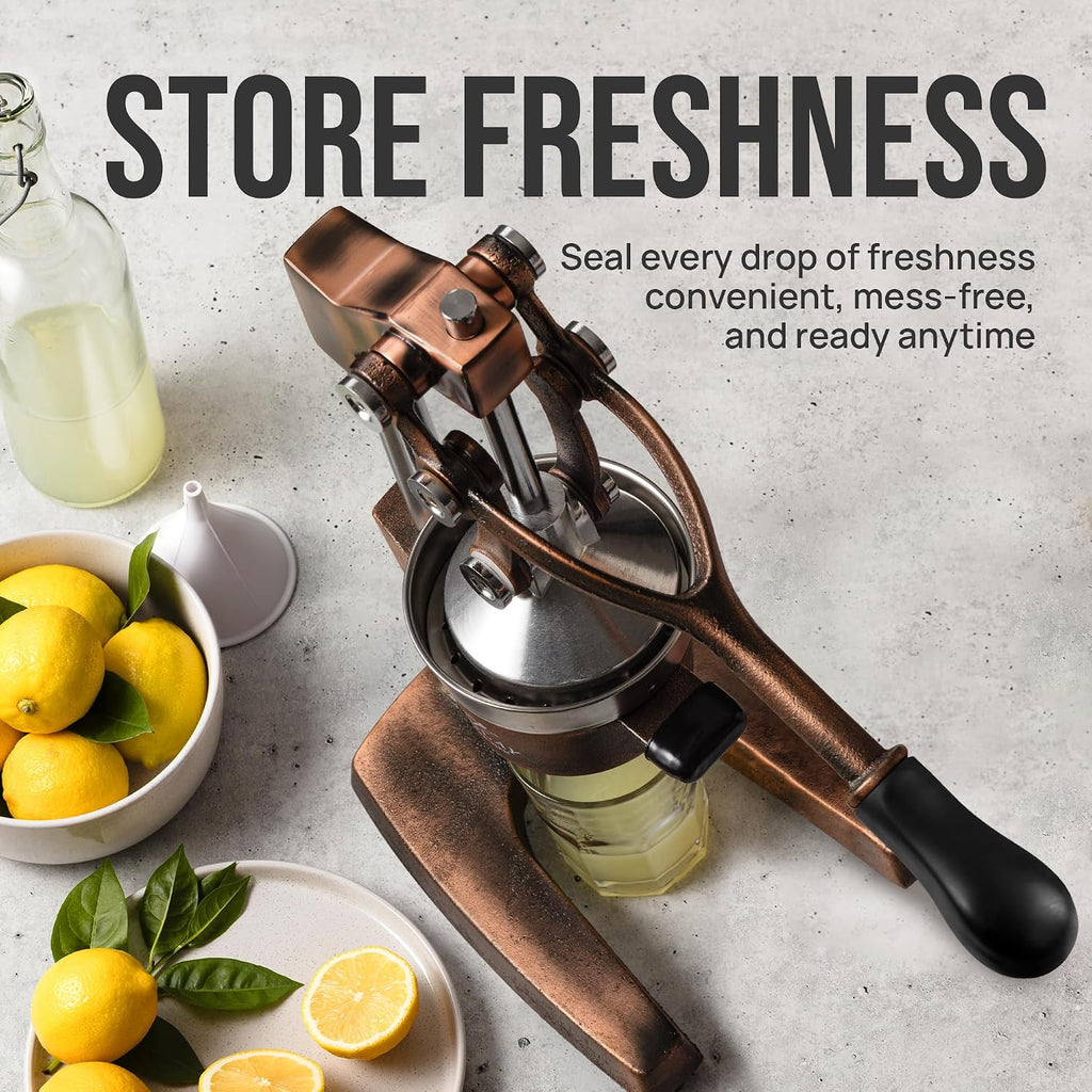 Zulay Kitchen Cast Iron Juicer - Heavy Duty Manual Juicer with Detachable Strainers for Easy Cleaning, Orange Juice Press for Citrus Fruits, Perfect for Bartenders, Juice Lovers & Health Enthusiasts