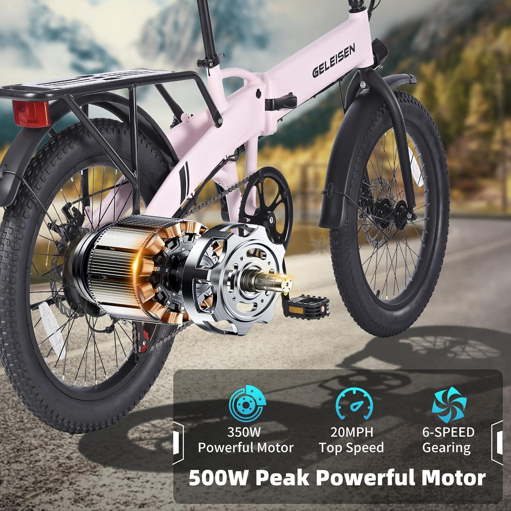 Folding Electric Bike for Adults, 20'×3.0 Fat Tire Electric Bicycle, 374.4Wh Battery Ebike, 20MPH Electric Cargo Bike with LCD Color Display & 6 Speed Gears (Fits for 5'0'+)