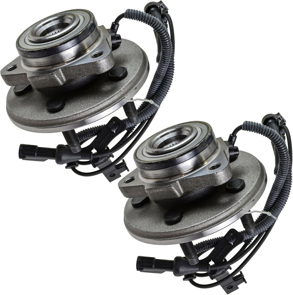 TRQ Front Left and Right Wheel Bearing and Hub Assembly Set 2 Piece Compatible with 2006-2010 Ford Explorer 2007-2010 Explorer Sport Trac 2006-2010 Mercury Mountaineer