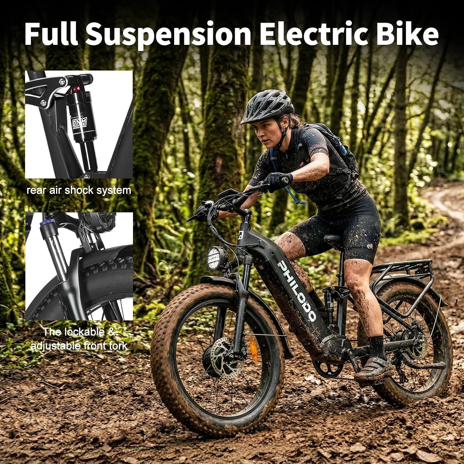 5000w Dual Motor E-Bike 60V Electric Bike for Adults,45 MiIe P-Hour Full Suspension Hydraulic Disc Brakes EBike,26/24x4 Fat Tires Mountain Bikes for All Terrain Snow/Sand