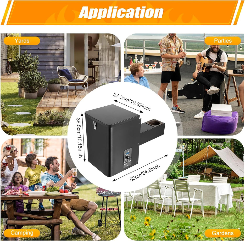 Pellet Smoker Hopper Assembly Kit, 250W 120V Electric Wood Pellet Grill Vertical Pellet Smoker Conversion Kit with Digital Temperature Controller for BBQ Smoke Bake Roast, 180℉- 500℉ Adjustment