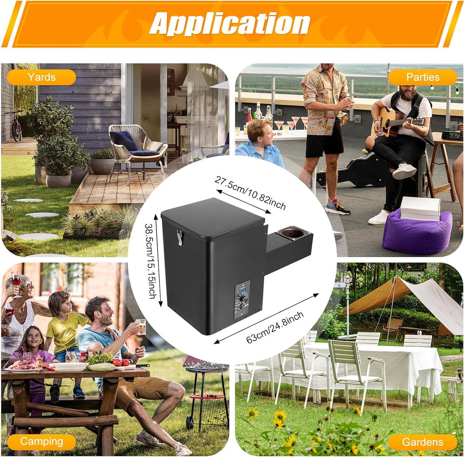 Pellet Smoker Hopper Assembly Kit, 250W 120V Electric Wood Pellet Grill Vertical Pellet Smoker Conversion Kit with Digital Temperature Controller for BBQ Smoke Bake Roast, 180℉- 500℉ Adjustment