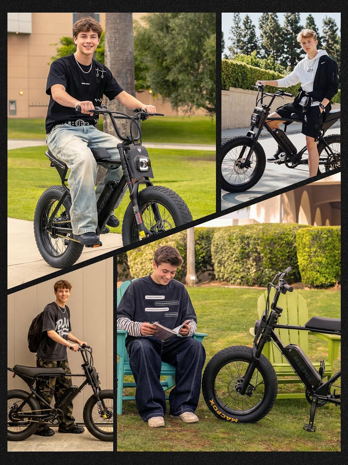 MACFOX X1S Electric Bike for Teens & Adults, UL Certified Class 2 Commuter Ebike, Street Legal Retro Fat Tire Cruiser, Safe 20MPH Campus Ride