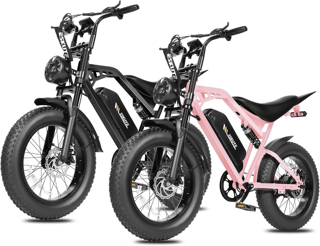 ESKUTE V200 Electric Dirt Bike for Adults,52V20.8Ah Battery,20' x4.0 Fat Tire,32MPH,NFC Unlock Color Display,7-Speed Dual Suspension,Dirt E-Bike,80 Miles, Streamlined Frame, E-Bike for Youth & Adults