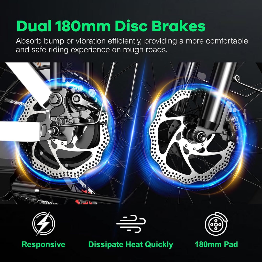 Foldable Electric Bike for Adults, 48V 20Ah Removable Lithium Battery up to 80Miles, 20' Fat Tire 1000W Peak Motor Dirt Ebike Adult Electric Bicycle for Commute Beach Mountain E Bike
