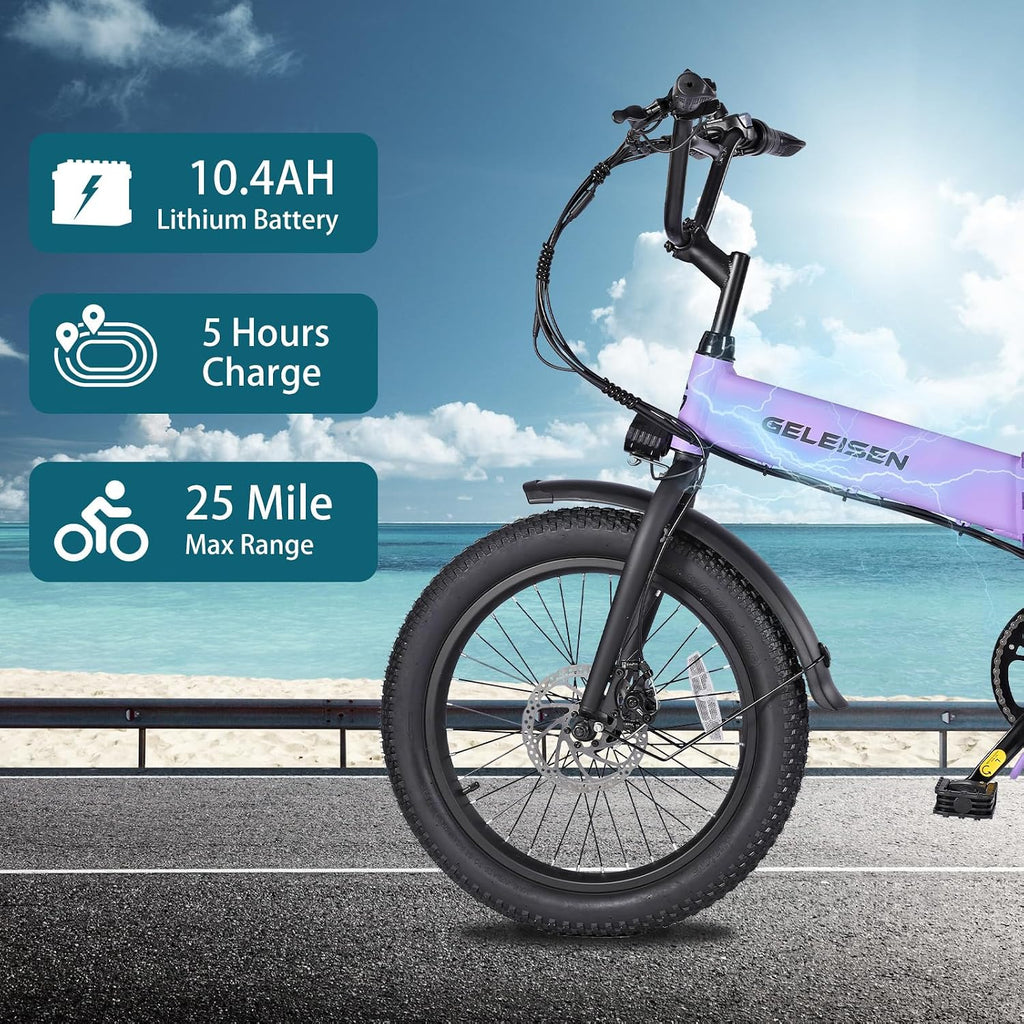 Folding Electric Bike for Adults, 20'×3.0 Fat Tire Electric Bicycle, 374.4Wh Battery Ebike, 20MPH Electric Cargo Bike with LCD Color Display & 6 Speed Gears (Fits for 5'0'+)