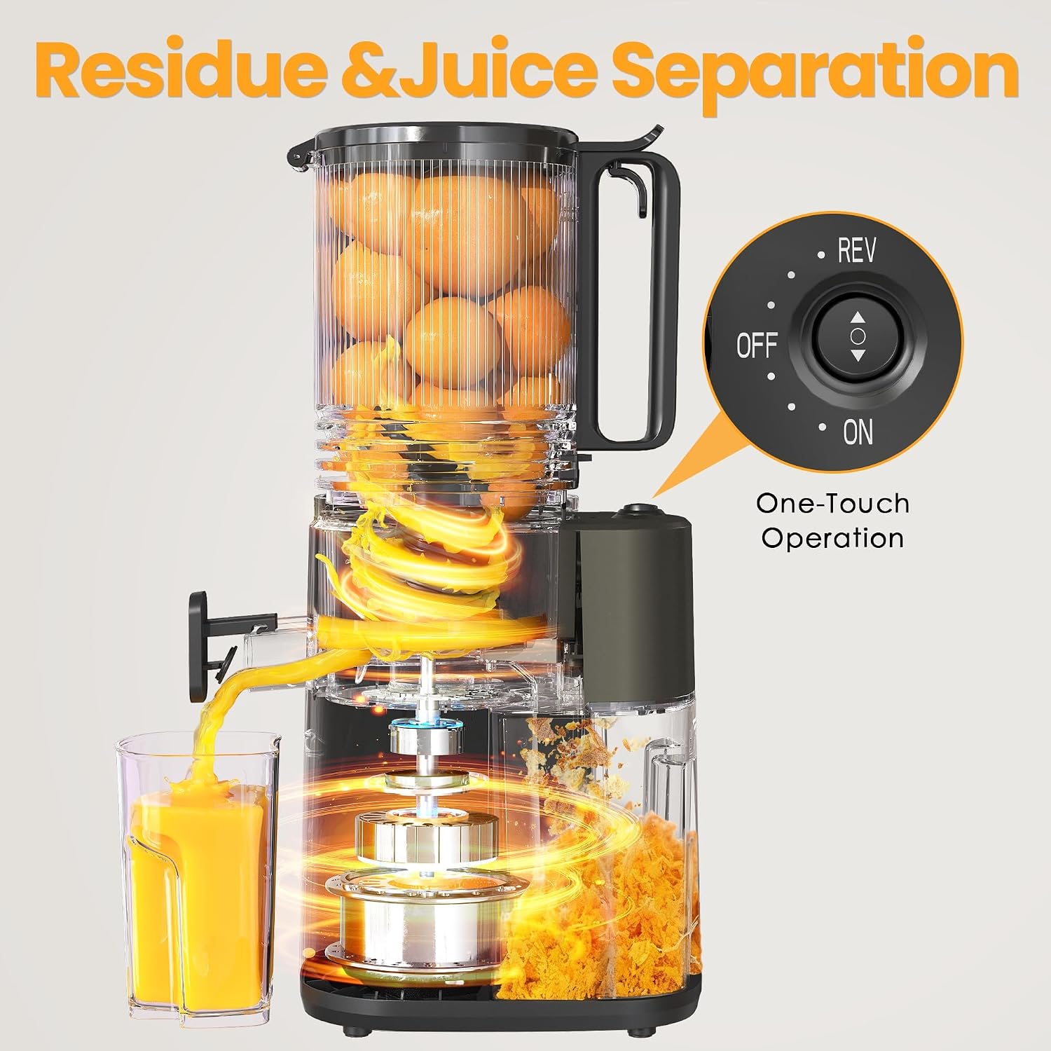 Cold Press Juicer, 5.5inch Wide Feed Chute Juicer Machine, Slow Masticating Juicer for Whole Vegetables & Fruits, Black
